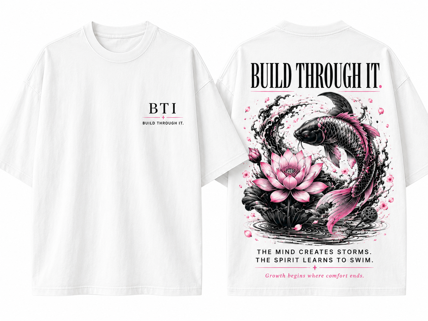 white koi and waterlilly t shirt